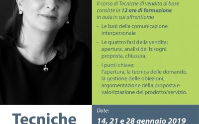 Tecniche di vendita – nuovo corso a gennaio
